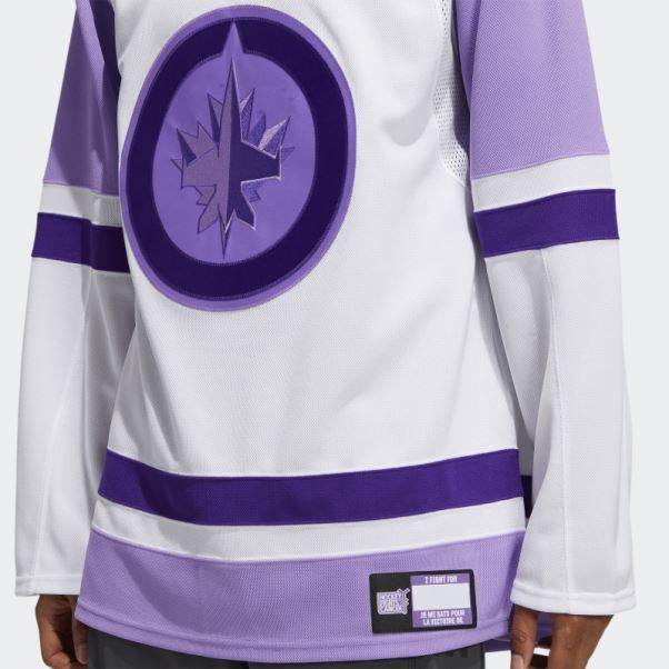 Adidas Jets Blanc Hockey Combat Le Cancer Maillot