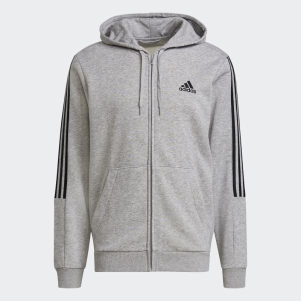 Veste De Survêtement Adidas Essentials Gris Moyen Coupe Polaire 3 Bandes