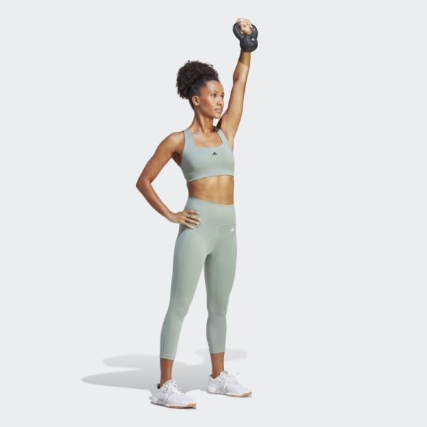 Optime Stash Pocket Legging 3/4 Taille Haute Adidas Argent Vert