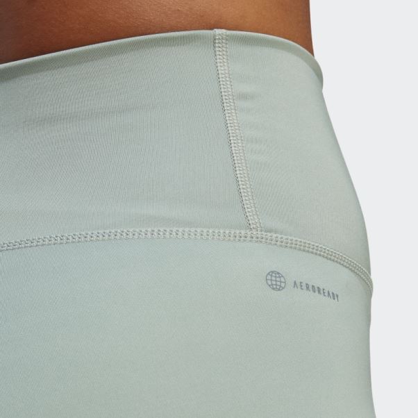Optime Stash Pocket Legging 3/4 Taille Haute Adidas Argent Vert