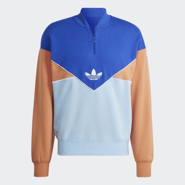 Adicolor Season Archive Sweat Mi-zip Crew Adidas Bleu