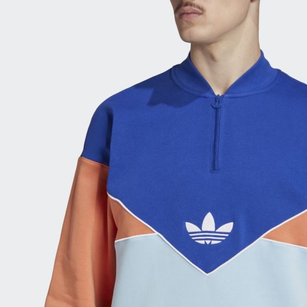 Adicolor Season Archive Sweat Mi-zip Crew Adidas Bleu