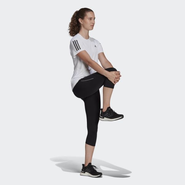 Propre Le T-shirt De Course Adidas Blanc