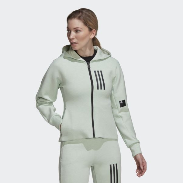Sweat à Capuche Zippé Coupe Slim Mission Victoire Mel Vert Adidas