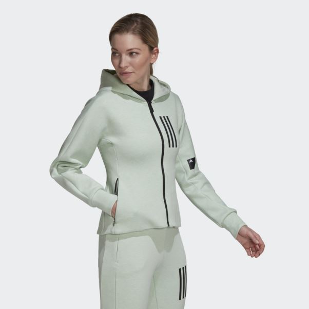 Sweat à Capuche Zippé Coupe Slim Mission Victoire Mel Vert Adidas
