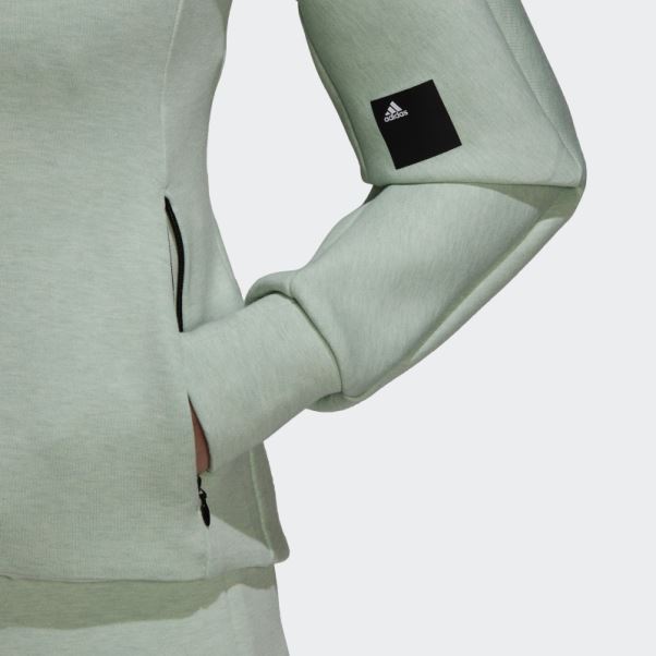 Sweat à Capuche Zippé Coupe Slim Mission Victoire Mel Vert Adidas