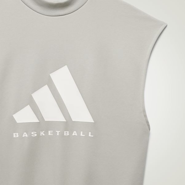 Sweat Adidas Basket Sans Manches Gris Métallisé