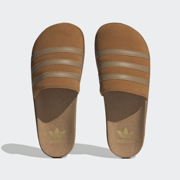 Adidas Claquettes Adimule Lea Marron Clair