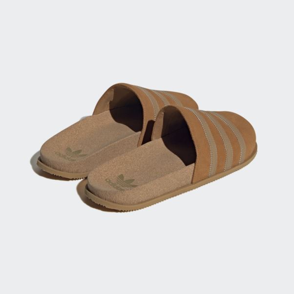 Adidas Claquettes Adimule Lea Marron Clair