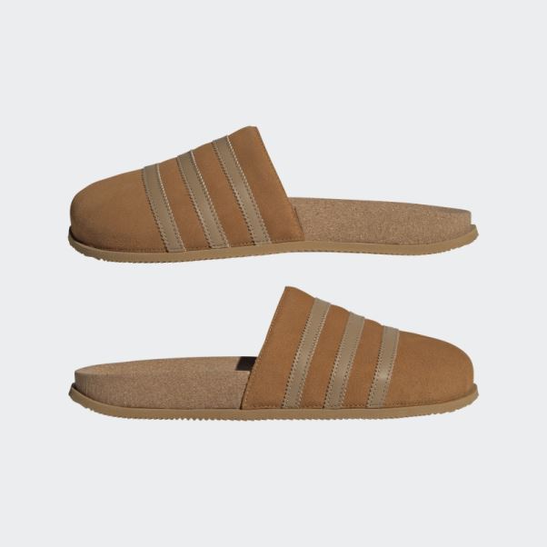 Adidas Claquettes Adimule Lea Marron Clair