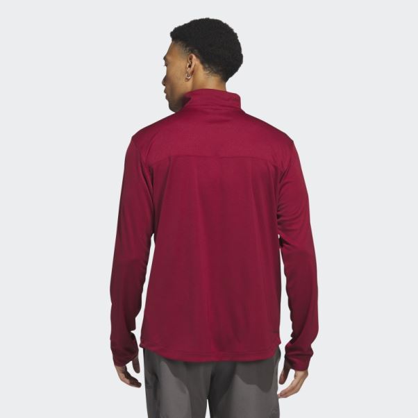 Adidas Colleg Bordeaux Sous Les Lumières Haut En Tricot à Manches Longues Et Fermeture éclair 1/4