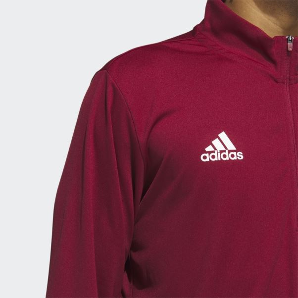 Adidas Colleg Bordeaux Sous Les Lumières Haut En Tricot à Manches Longues Et Fermeture éclair 1/4