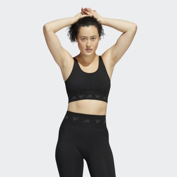 Soutien-gorge à Maintien Léger Adidas Aeroknit Noir Fashion