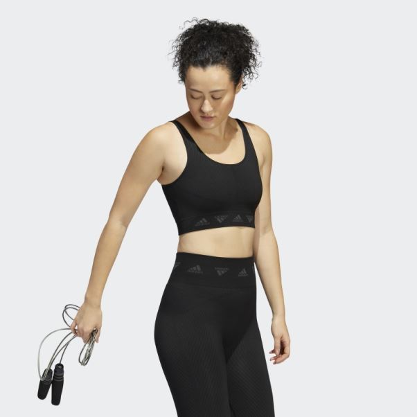 Soutien-gorge à Maintien Léger Adidas Aeroknit Noir Fashion