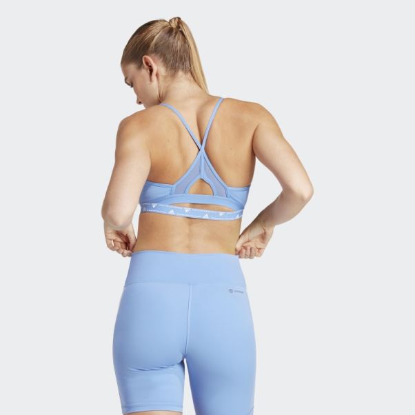 Soutien-gorge Adidas Aeroreact Training Light-support 3-stripes Bleu Chaud