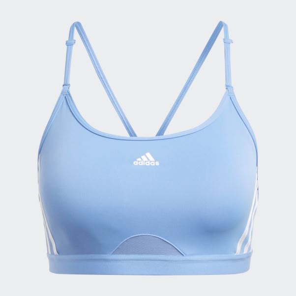 Soutien-gorge Adidas Aeroreact Training Light-support 3-stripes Bleu Chaud