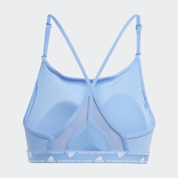 Soutien-gorge Adidas Aeroreact Training Light-support 3-stripes Bleu Chaud