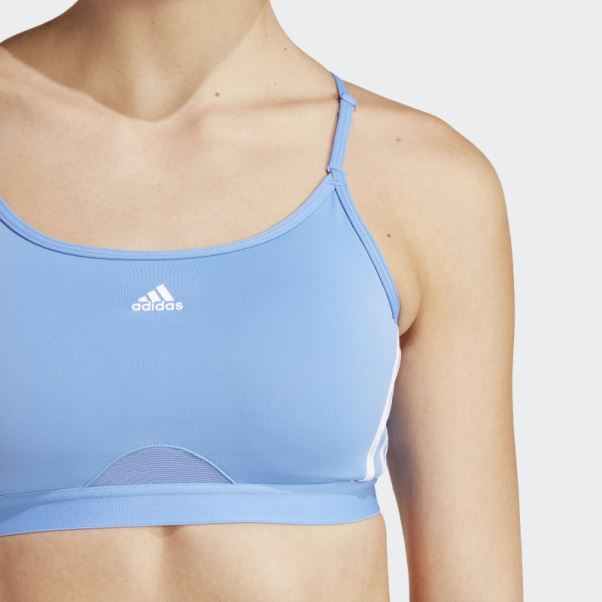 Soutien-gorge Adidas Aeroreact Training Light-support 3-stripes Bleu Chaud