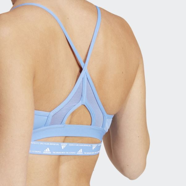 Soutien-gorge Adidas Aeroreact Training Light-support 3-stripes Bleu Chaud