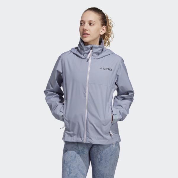 Veste De Pluie 2 Couches Adidas Silver Violet Terrex Multi Rain.rdy