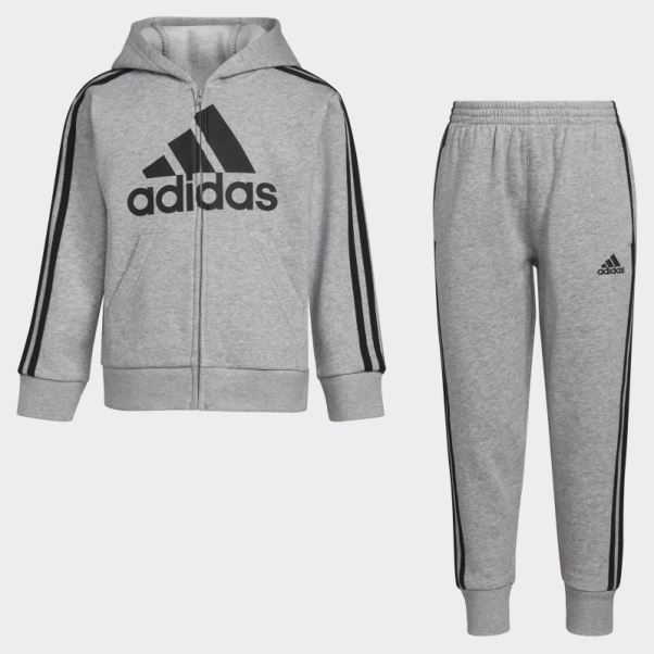 Ensemble De Veste à Capuche En Polaire Adidas Anthracite Hthd Essential