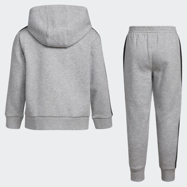 Ensemble De Veste à Capuche En Polaire Adidas Anthracite Hthd Essential