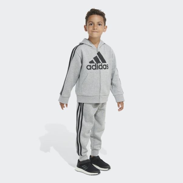 Ensemble De Veste à Capuche En Polaire Adidas Anthracite Hthd Essential
