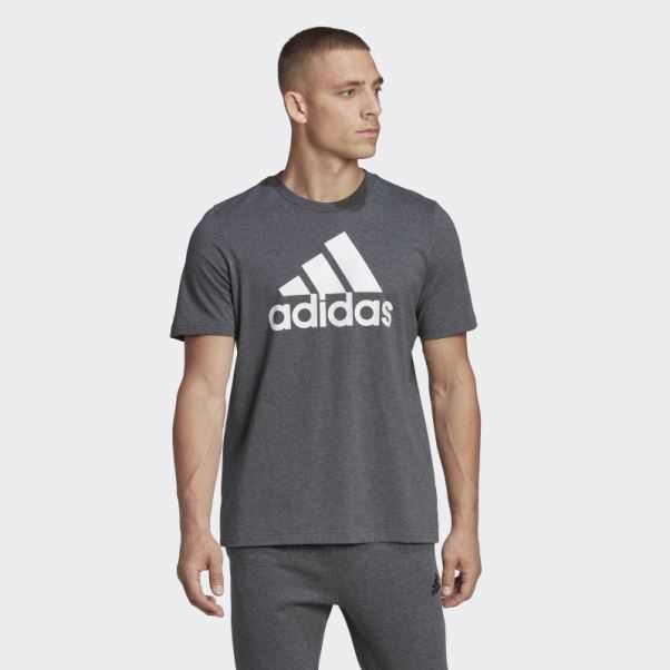 Tee Shirt Essentials Big Logo Gris Foncé Chiné Adidas