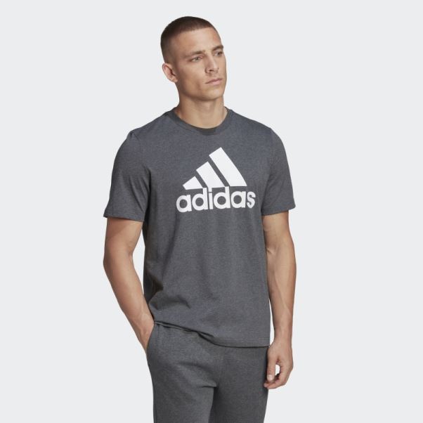 Tee Shirt Essentials Big Logo Gris Foncé Chiné Adidas