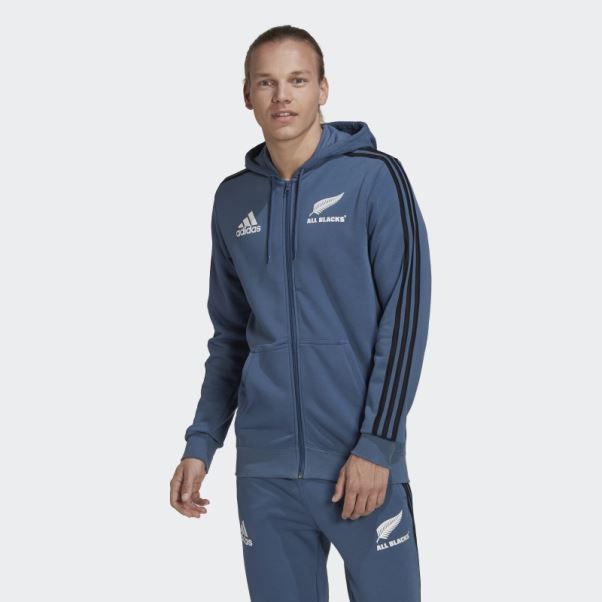 Adidas Sweat à Capuche All Blacks Rugby 3-stripes Acier