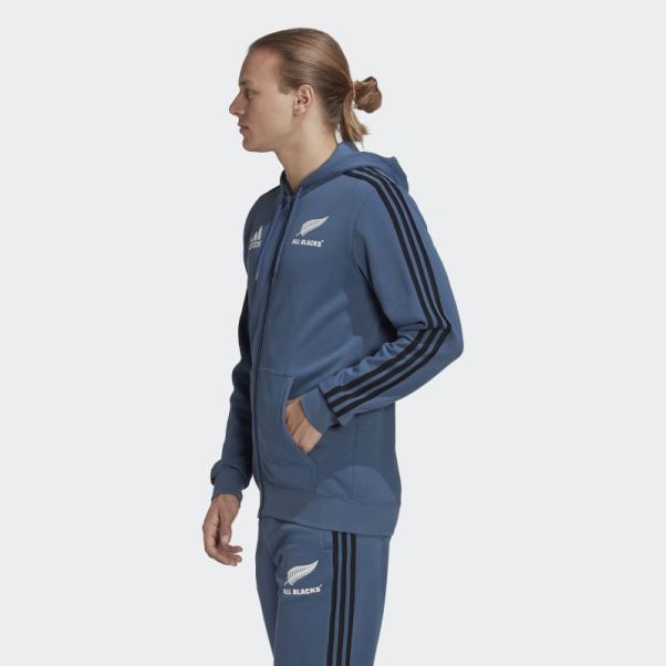Adidas Sweat à Capuche All Blacks Rugby 3-stripes Acier