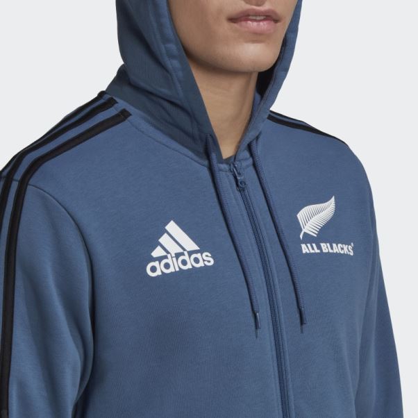 Adidas Sweat à Capuche All Blacks Rugby 3-stripes Acier