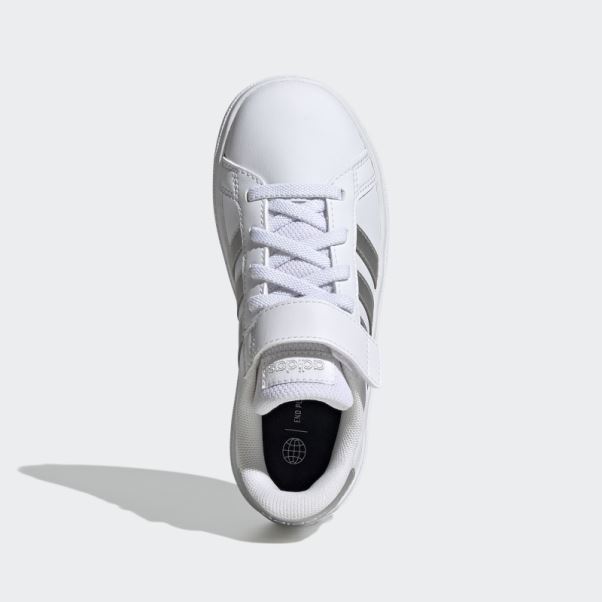 Chaussures Blanches à Lacets élastiques Et à Bride Supérieure Adidas Grand Court
