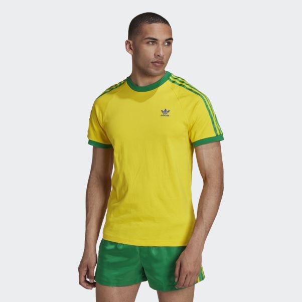 T-shirt 3 Bandes Jaune Adidas