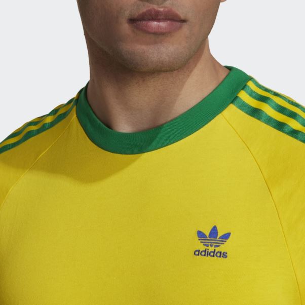 T-shirt 3 Bandes Jaune Adidas