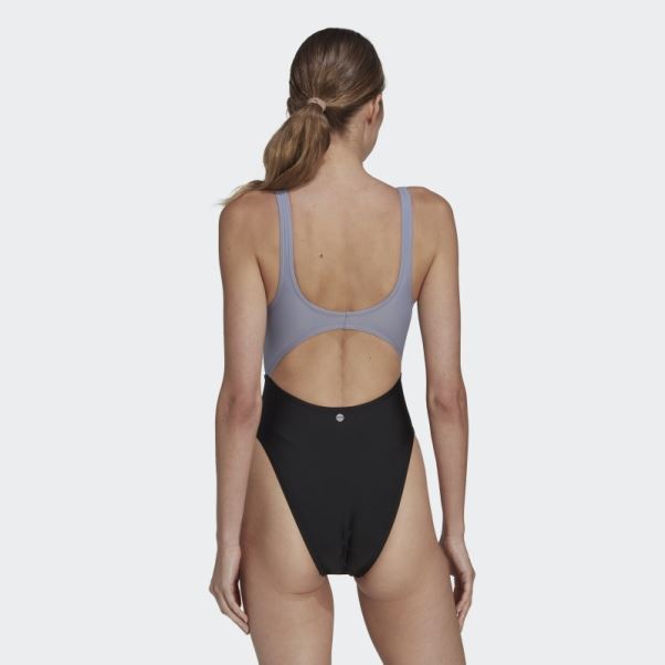 Maillot De Bain Colorblock Violet Argent Adidas