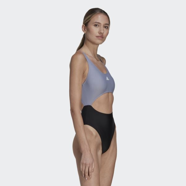 Maillot De Bain Colorblock Violet Argent Adidas