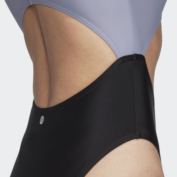 Maillot De Bain Colorblock Violet Argent Adidas