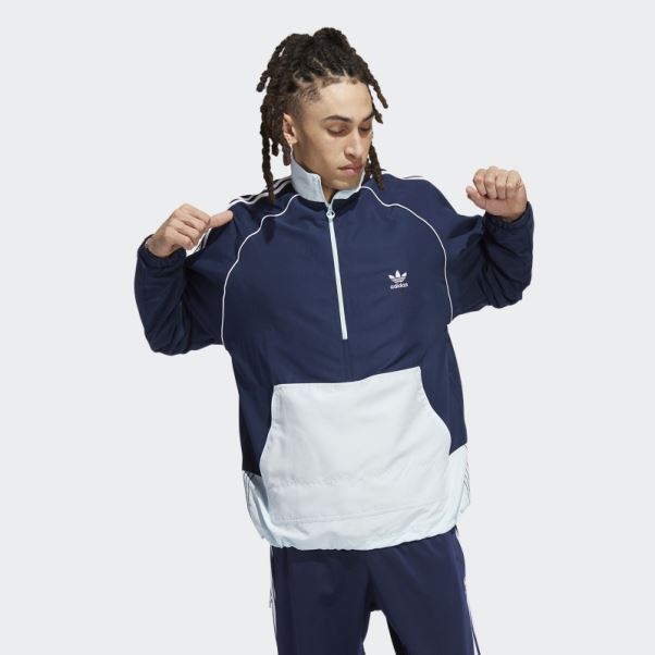 Anorak Tissé Bleu Marine Adidas