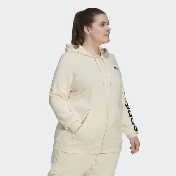 Sweat à Capuche Entièrement Zippé Avec Logo Adidas Essentials écru (taille Plus)