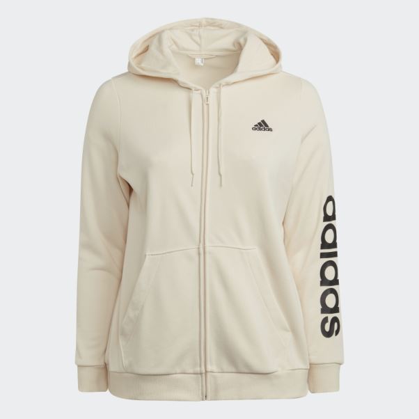 Sweat à Capuche Entièrement Zippé Avec Logo Adidas Essentials écru (taille Plus)