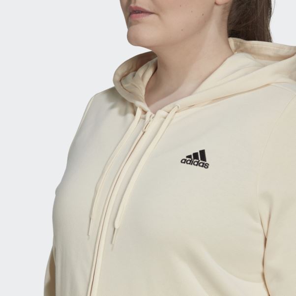 Sweat à Capuche Entièrement Zippé Avec Logo Adidas Essentials écru (taille Plus)