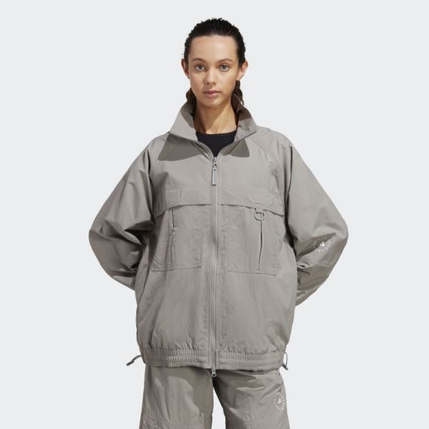 Adidas By Stella Mccartney Truecasuals Haut De Survêtement Tissé Uni Gris Colombe Fashion
