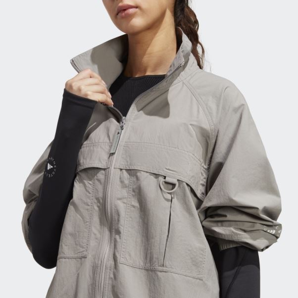 Adidas By Stella Mccartney Truecasuals Haut De Survêtement Tissé Uni Gris Colombe Fashion