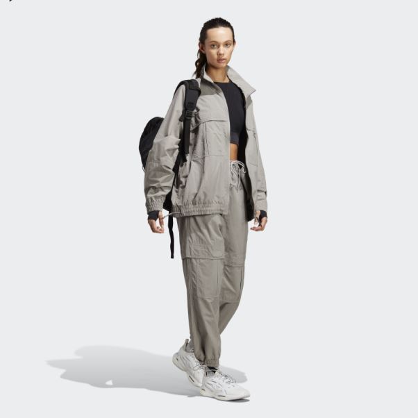 Adidas By Stella Mccartney Truecasuals Haut De Survêtement Tissé Uni Gris Colombe Fashion