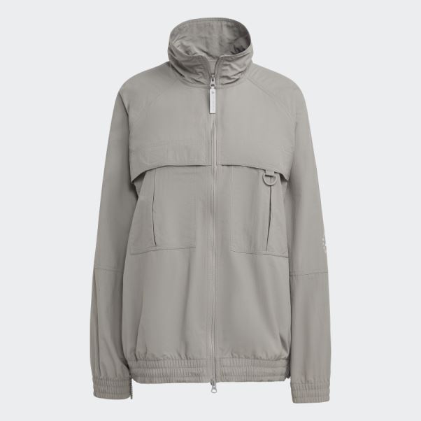 Adidas By Stella Mccartney Truecasuals Haut De Survêtement Tissé Uni Gris Colombe Fashion