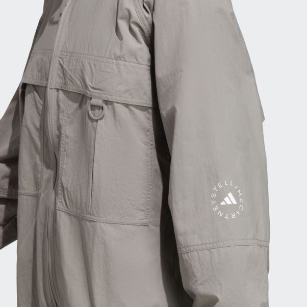 Adidas By Stella Mccartney Truecasuals Haut De Survêtement Tissé Uni Gris Colombe Fashion