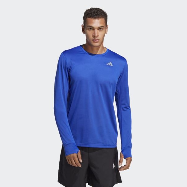 Posséder Le Haut à Manches Longues Run Adidas Bleu