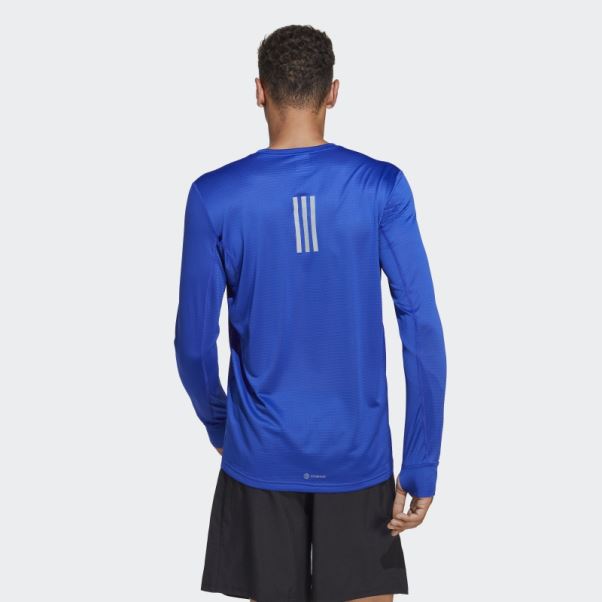 Posséder Le Haut à Manches Longues Run Adidas Bleu