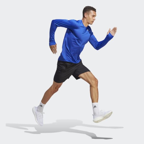 Posséder Le Haut à Manches Longues Run Adidas Bleu